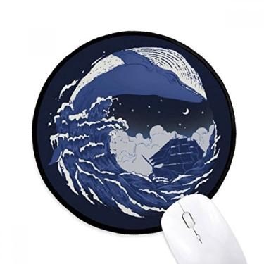 Imagem de Mouse pad Blue Ocean Waves Night Dark Desktop Office Tapete redondo para computador