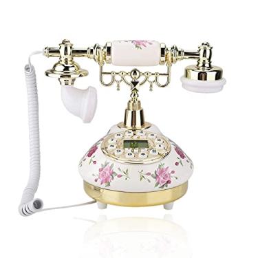 Imagem de Yoidesu Telefone Fixo Retrô, Clássico Europeu com Botão de Exibição LCD, Detecção Automática de Chamadas FSK/DTMF, Decoração para Hotel e Escritório em Casa