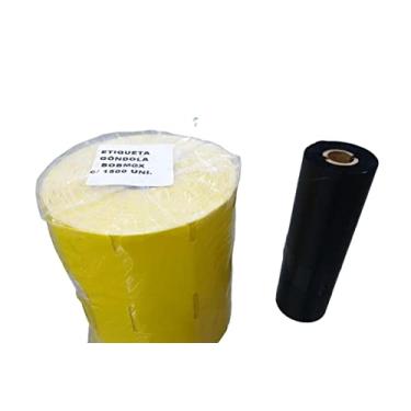 Imagem de Rolo de Etiqueta 105x30mm Amarela Universal - 1.500 Etiquetas + 1 Ribbon Cera 110x74