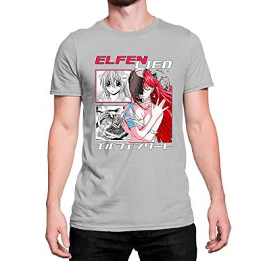 Imagem de Camiseta Algodão Serié Anime Elfen Lied Mangá Cor:Cinza;Tamanho:G