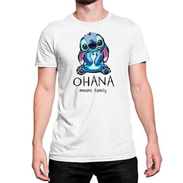Imagem de Camiseta T-Shirt Algodão Lilo And Stich Ohana Means Family Cor:Branco;Tamanho:M