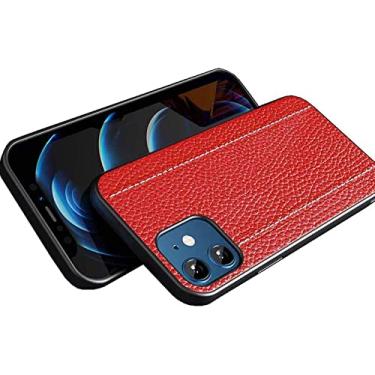 Imagem de KOSSMA Capa de couro premium compatível com iPhone 12/12Pro, capa de couro genuíno capa protetora à prova de choque com tudo incluído para iPhone 12 Pro, 6,1 polegadas (cor: vermelho)