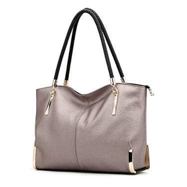 Imagem de Bolsas e bolsas de mão de couro grandes para mulheres, bolsas de ombro femininas com alça superior, Ouro rosa, One Size