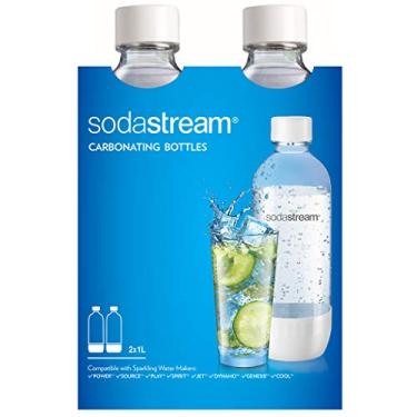 Imagem de SodaStream Pode ser lavado na lava-louças, 1L CLÁSSICO DWS Garrafa Carbonatadora Branca (Twinpack), Pacote com 2