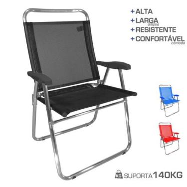 Imagem de Cadeira De Praia King Oversize Alumínio Até 140Kg Camping - Zaka