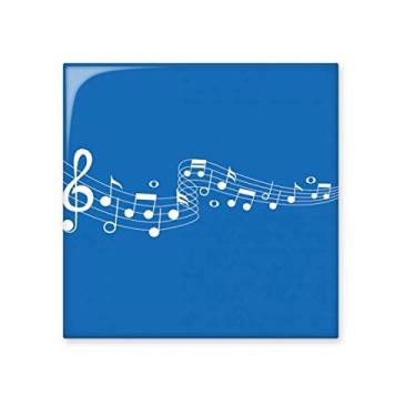 Imagem de Azulejo de cerâmica brilhante Blue Movg Music 5-le Staff para banheiro e cozinha