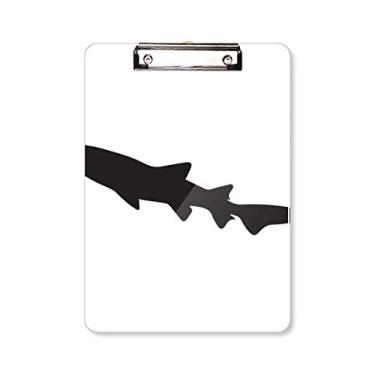 Imagem de Placa de suporte para placa de prancheta com silhueta de peixe Biologia de tubarão preto A4
