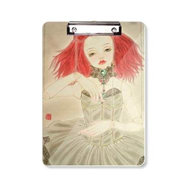 Imagem de Boneca Puppet estilo chinês aquarela prancheta pasta bloco de escrita placa de apoio A4