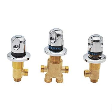 Imagem de Torneira misturadora com interruptores de banheira, válvula de mistura de água fria e quente, latão dividido para massagem, torneira de banheira com controle de 2 ou 3 vias, cabo triplo, núcleo de válvula de cerâmica, controle de temperatura