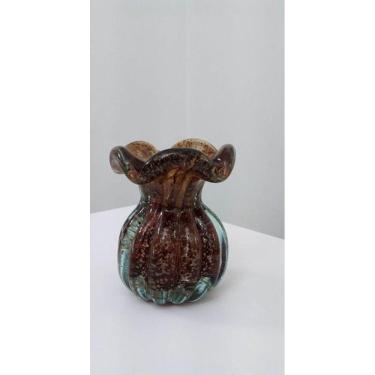 Imagem de Vaso de Murano Marrom com Pó de Ouro Pequeno