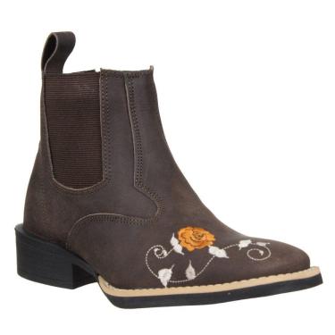 Imagem de Botina Feminina Bico Quadrado Marrom Cow Way 33710