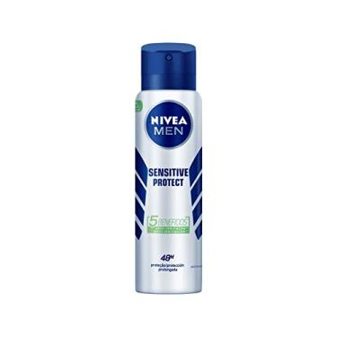 Imagem de NIVEA MEN Desodorante Antitranspirante Aerossol Sensitive Protect 150ml - Proteção prolongada de 48h, peles sensíveis, com óleo de abacate e extrato de camomila, minimiza a irritação da pele, sem álcool
