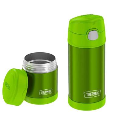 Imagem de Kit Pote e Garrafa Térmica Thermos Infantil Kit Lanche Escola Verde