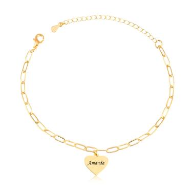 Imagem de Pulseira Cartier Personalizada Com Pingente De Coração Com Nome Em Banho De Ouro 18K
