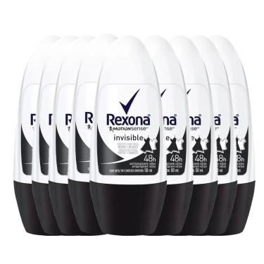Imagem de Kit Desodorante Roll On Rexona Invisible Feminino 50ml - 9 Unidades
