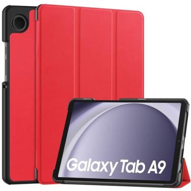 Imagem de Tampa do caso da tabuleta Compatível com Samsung Galaxy Tab A9 Case SM-X110 8,7 polegadas Case Tri-Fold Smart Tablet Case, Capa protetora leve Hard PC Back Shell Slim Case Multi-View Angles, Auto Wake