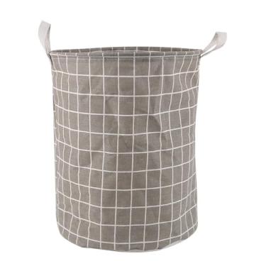 Imagem de Cesto Organizador Multiuso Roupa Suja Dobrável Estampa Grid 40L(Cinza)
