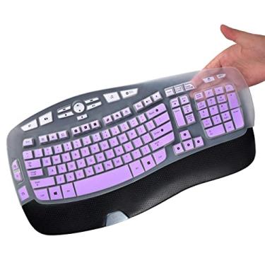 Imagem de CaseBuy Keyboard Cover for Logitech K350, MK550, MK570 Wireless Wave Keyboards - Ultra Thin Protector, Ombre Purple