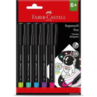 Imagem de Caneta Supersoft Pen 1.0mm Ponta Media 5 Cores Faber-Castell - Faber C