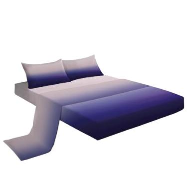 Imagem de Eojctoy Jogo de lençol solteiro - Lençóis de cama respiráveis ultra macios - Lençóis escovados de luxo com bolso profundo - microfibra gradiente roxo padrão de roupa de cama enrugado, cinza escuro