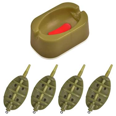 Imagem de OROOTL Alimentadores de Método Inline para Pesca de Carpa, 15 g-60 g 4 Alimentadores de Método Plano Conjunto com Moldes de Liberação Rápida Carpa Isca de Pesca Ferramenta de Suporte, TYPE1: 15g/20g/25g/35g, TYPE1: 15g/20g/25g/35g