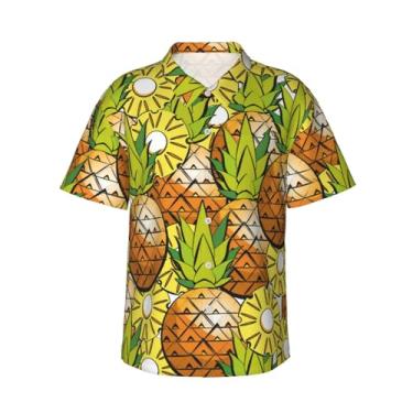 Imagem de Xiso Ver Camiseta masculina tropical de verão com frutas havaianas, manga curta, casual, praia, verão, festa na praia, Frutas tropicais de verão, P