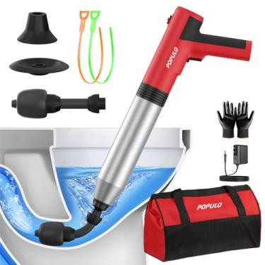 Imagem de POPULO Desentupidor de desentupidor de drenagem de alta pressão elétrico para banheiro, pisos, chuveiro, removedor de entupimento de vaso sanitário doméstico versátil resistente