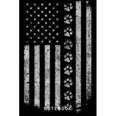 Imagem de Caderno de diário K9 da polícia com bandeira americana de pata de cachorro: caderno de diário com tema de cachorro, caderno de composição de cachorro, presente de cachorro para crianças, meninas,