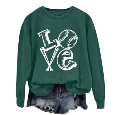 Imagem de Camiseta feminina de beisebol mãe Tis the Season moletom casual manga longa pulôver gola redonda tops modernos, nº 24 - verde, M