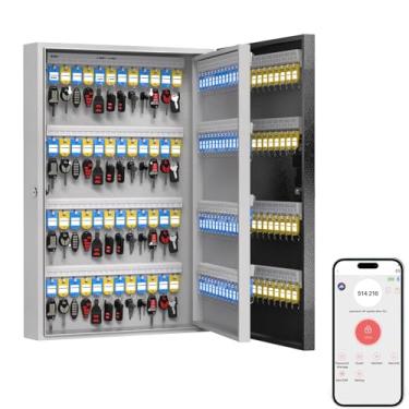 Imagem de SAFE192 Suporte de parede para caixa de bloqueio de chave, gabinete de chave inteligente, senha única/código fixo/Bluetooth/Wi-Fi remoto/desbloqueio de chave, organizador de cofre de segurança para