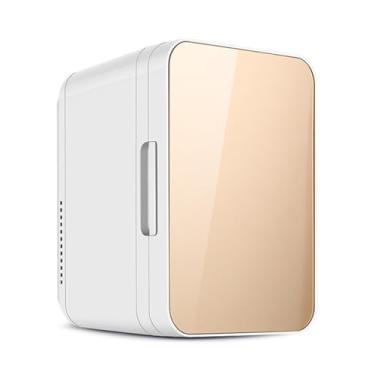 Imagem de Mini geladeira portátil 8l, 12v/220v, quente e fria, dupla utilização, para carro, caminhão, cozinha, uso doméstico, piquenique, acampamento, geladeira silenciosa,Gold