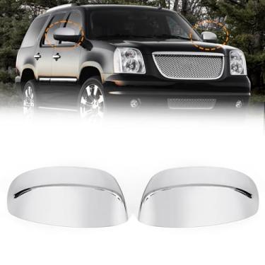 Imagem de AMSPRAC Tampas de espelho lateral de porta, capas de espelho retrovisor, metade superior ou tampas adequadas para GMC Sierra Chevy Silverado Avalanche Tahoe Suburban Yukon Cadillac Escalade 2007-2013