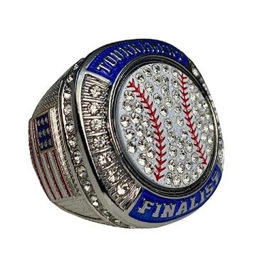 Imagem de Legacy Rings Pacote com 1 ou 12 anéis de troféu de campeonato de beisebol de softball, campeões ou finalistas, prateado transparente (1, prata finalista, 10)