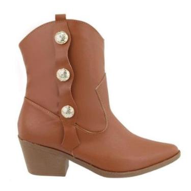 Imagem de Bota Feminina Western Country Texana Boton Lateral Estilosa-Feminino