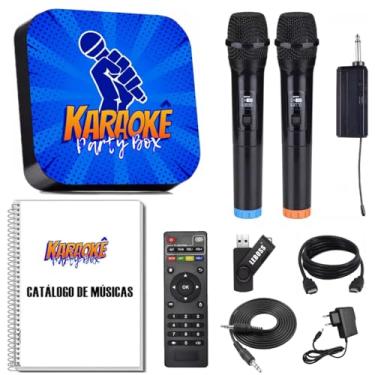 Imagem de Karaoke Party Box Azul +2 Microfones Sem Fio +de 2000 Músicas +Catalogo Encadernado (Com Pontuação)(Não Precisa de Internet) ORIGINAL