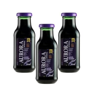 Imagem de Kit x3 Suco de Uva Integral Aurora 300ml Mini Garrafas de Vidro 100% Suco