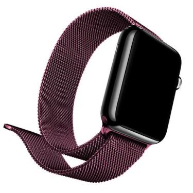 Imagem de Pulseira De Aço Milanese AppleWatch 42mm/44mm/45mm - GCM, Bordô, 42mm/