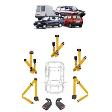 Imagem de Kit cinto de segurança COMPLETO para FIAT ELBA + fechos - HCML, Amarel