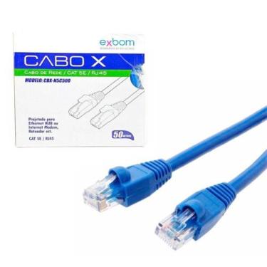 Imagem de Cabo De Rede Azul Cat5e 50 Metros Exbom Cbx-N5c500 Clipado