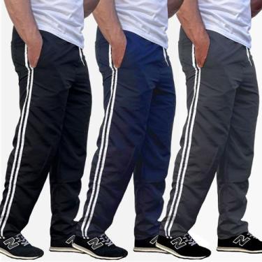 Imagem de Kit 4 Calças Masculina Tactel Academia Caminhada Esporte 2 Listras 3 B