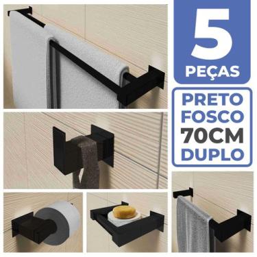 Imagem de Kit Acessórios Banheiro/lavabo 5 Peças Aço Inox 304 Preto Fosco Q5DPF 