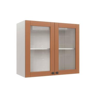 Imagem de Aéreo 2 Portas 80cm com Portas de Vidro Arizona Cabecasa Madeiramadeira Branco/Terracota