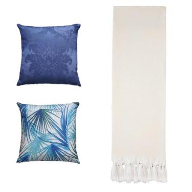 Imagem de Kit Manta Xale de Sofá e Cama Cru Rústico com 2 Capas de almofadas Dec