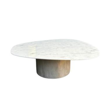 Imagem de Mesa de Centro Orgânica 80 cm Mármore Branco Extra - Linn Design Decor