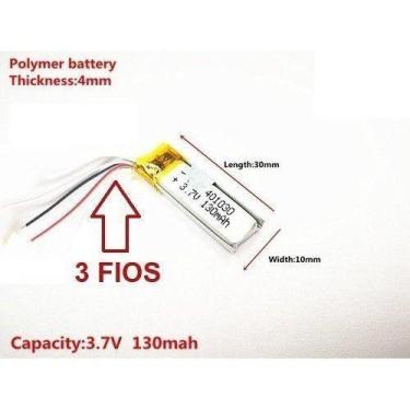 Imagem de Bateria Com 3 Fios  4mm X 10mm X 30mm 3,7v Com 3 Fios - bgb