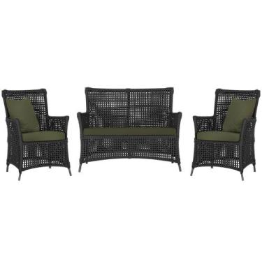 Imagem de Jogo Sofá e 2 Poltronas de Área Igapó Alumínio Pintura Preta Corda Náu