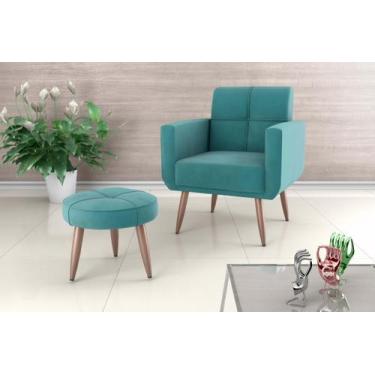 Imagem de Kit Poltrona +Puff Havana Veludo Verde Menta E437 - Matrix - LM DECOR