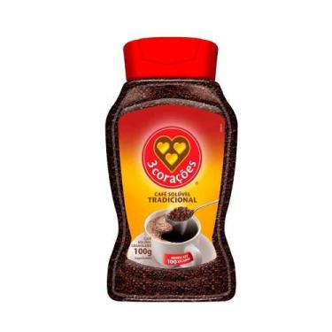 Imagem de Café Solúvel Granulado 3 Corações Tradicional Vidro 100g