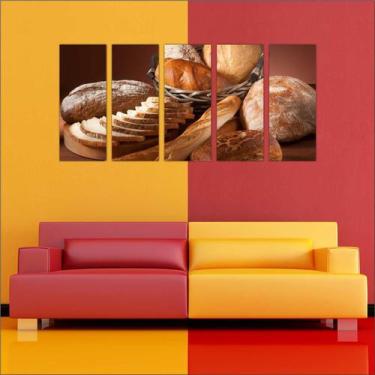 Imagem de Quadro Decorativo Padarias Cafeterias Pães Café Bolos Tortas 5 Peças G