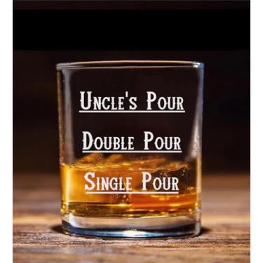 Imagem de AcevedoDesign Copo de uísque Uncle's Pour - Derrame único - Derrame duplo - Presente para bebedor de uísque - Copo de uísque engraçado - Presente de copo de uísque escocês Bourbon para o avô -